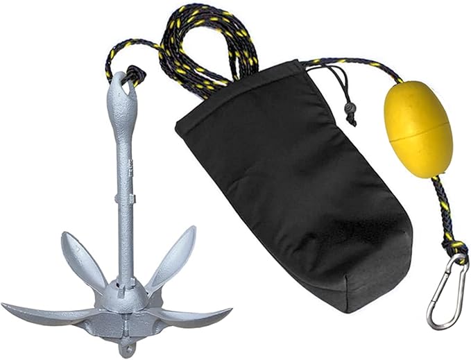 ISURE MARINE 1.5kg/3.5 lbs Boat Anchor ,Kayak Fishing Galvanized Anchor kit, Folding Anchor System for Kayak Canoes Accessories - The Vitality Estate
