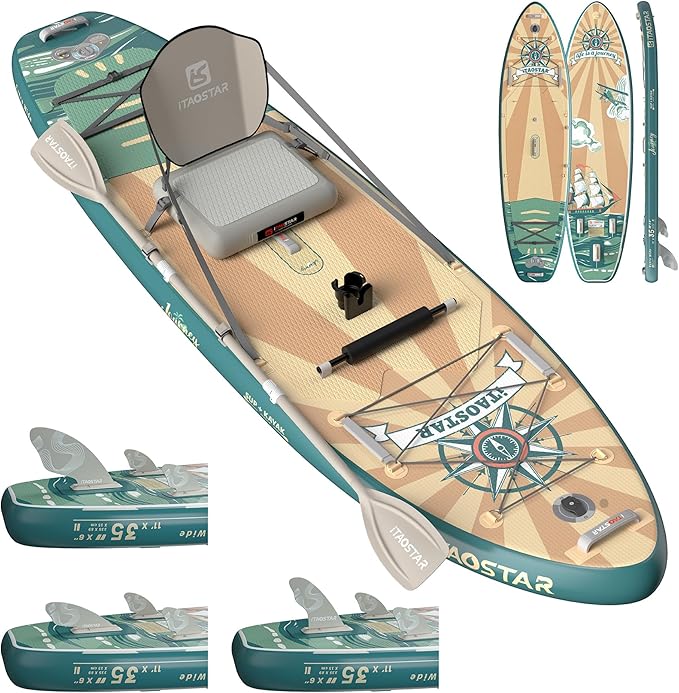 Journey 11'6" / 11'×34" / 11'×35" Extra Wide Paddle Board, One-Stop Premium SUP Board Accessories, Tailored Fins, Stable Inflatable Stand Up Paddle Boards for Youth/Adults of All Skill Levels - The Vitality Estate