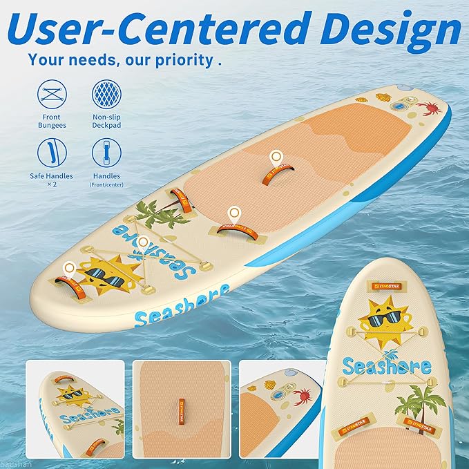 Joy 8'×29"/11'×35" Inflatable Paddle Board for Kids, One-Stop Premium SUP Accessories, Stand Up Paddle Board for More Balance, Tailored Fins for More Fun - The Vitality Estate