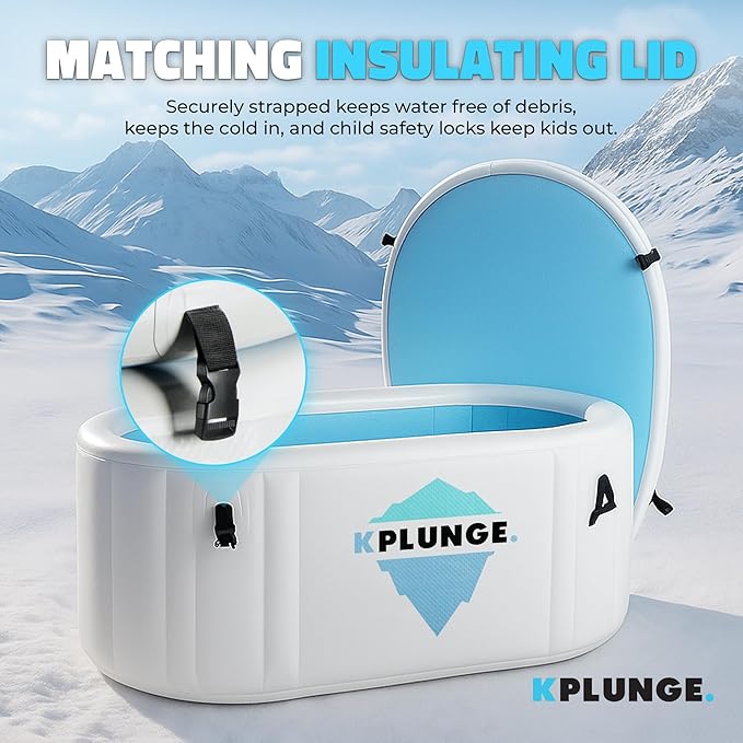 Kodiak 59" 1-Person Inflatable Cold Plunge Ice Bath Tub or Hot Tub with PVC Insulated Lid, Hand Pump, Repair Kit, 110-Gallon Capacity β Chiller Compatible Indoor/Outdoor Tub β Gray - The Vitality Estate