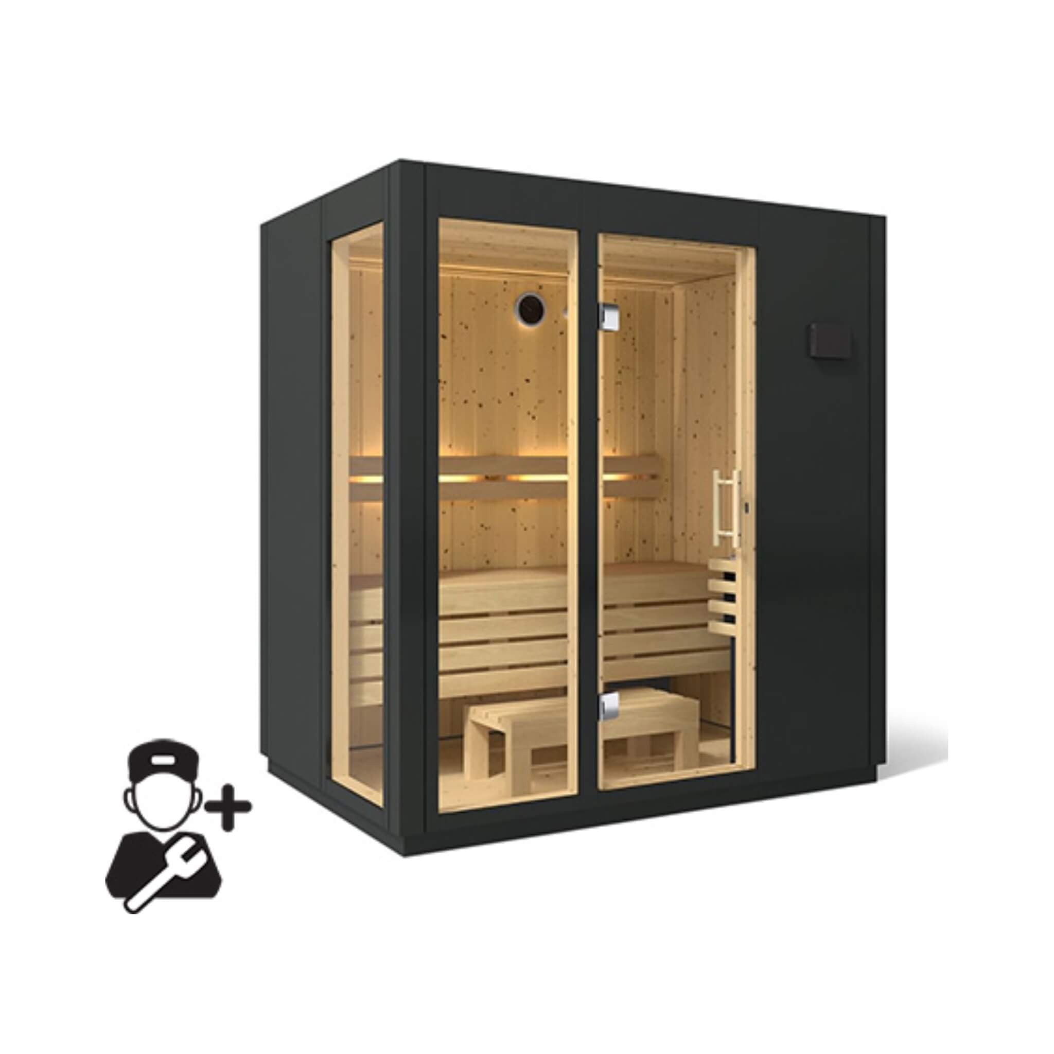 Kohler C1 Indoor Graphite Gray Freestanding Alcove Design Sauna Kit (SAK93182) - The Vitality Estate
