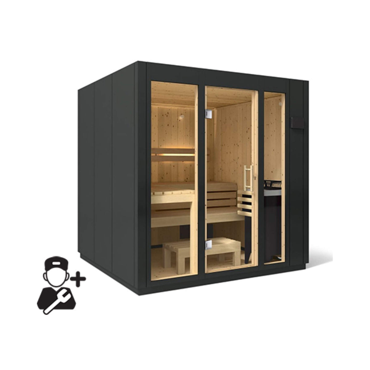 Kohler C1 Indoor Graphite Gray Freestanding Alcove Design Sauna Kit (SAK93182) - The Vitality Estate