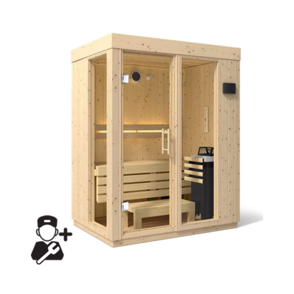Kohler C1 Luxury Indoor Scandinavian Spruce Home Sauna Kit (SAK60418) - The Vitality Estate