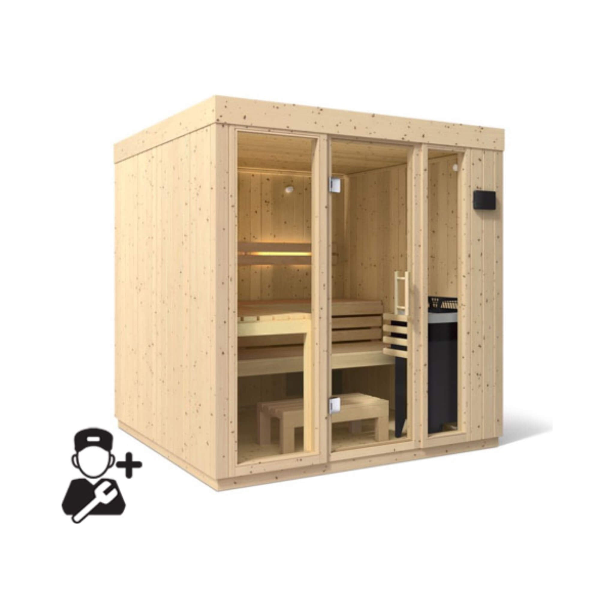 Kohler C1 Luxury Indoor Scandinavian Spruce Home Sauna Kit (SAK60418) - The Vitality Estate