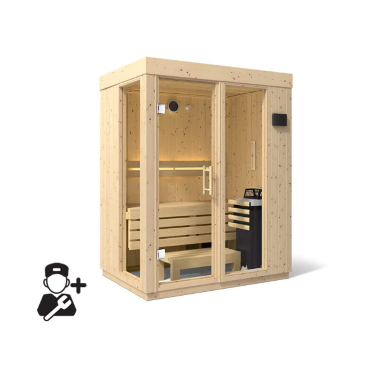 Kohler C1 Luxury Indoor Scandinavian Spruce Home Sauna Kit (SAK60418) - The Vitality Estate