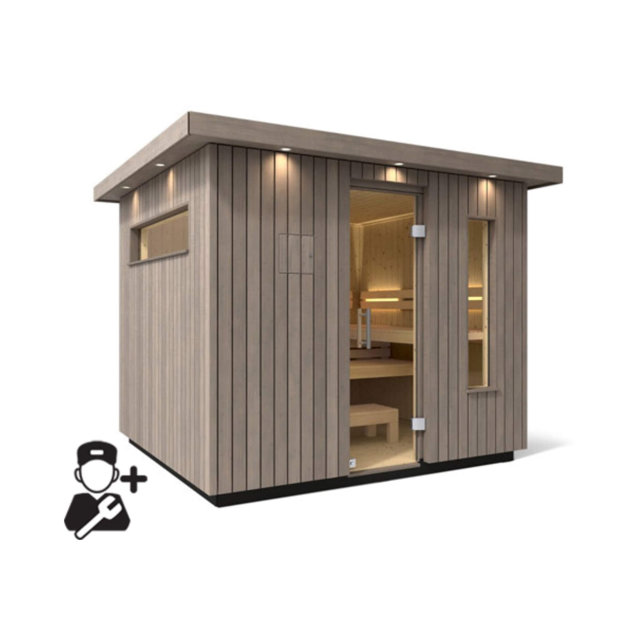 Kohler C2 Outdoor Weathered Gray Spruce Sauna Kit (SAK39184) - The Vitality Estate