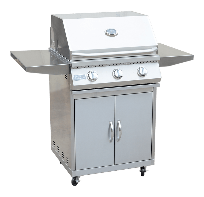 KoKoMo 26” BBQ Grill with 3-Burner Stainless Steel Cart – Freestanding - The Vitality Estate