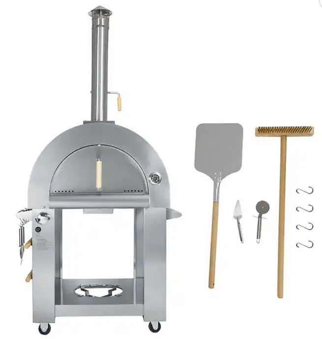 KoKoMo 32” Dual Fuel Pizza Oven - Gas or Wood-Fired Stainless Steel Outdoor Oven - The Vitality Estate