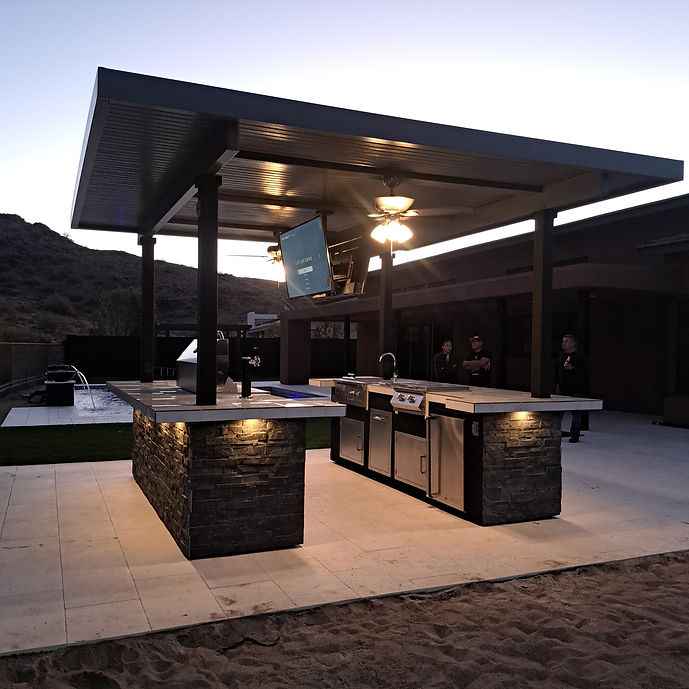 KoKoMo Outdoor Kitchen BBQ Island with Dual TVs - Big Island Sports Bar Experience - The Vitality Estate