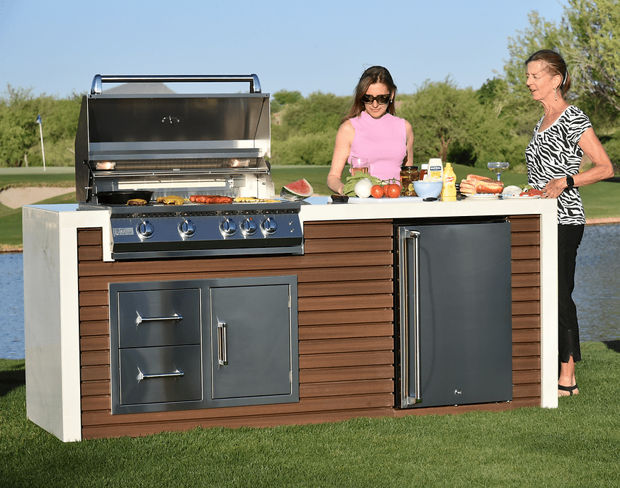 KoKoMo Outdoor Kitchen Island with Waterfall Edge – 32” Built-In Grill - The Vitality Estate