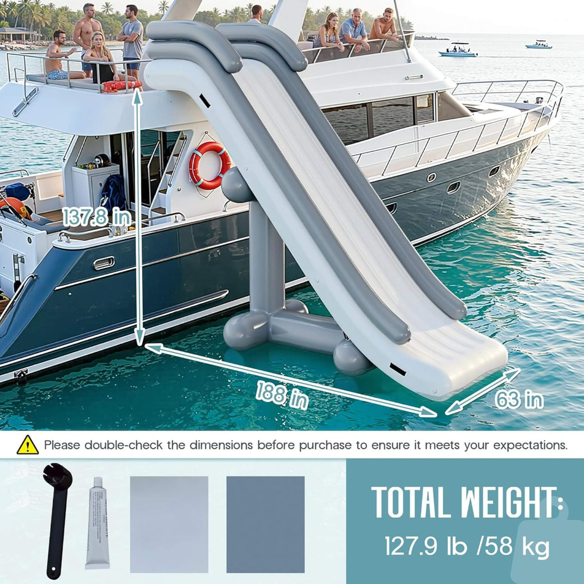 Large 16FT Commercial Inflatable Yacht Water Slide With Pump (SAK48172) - The Vitality Estate