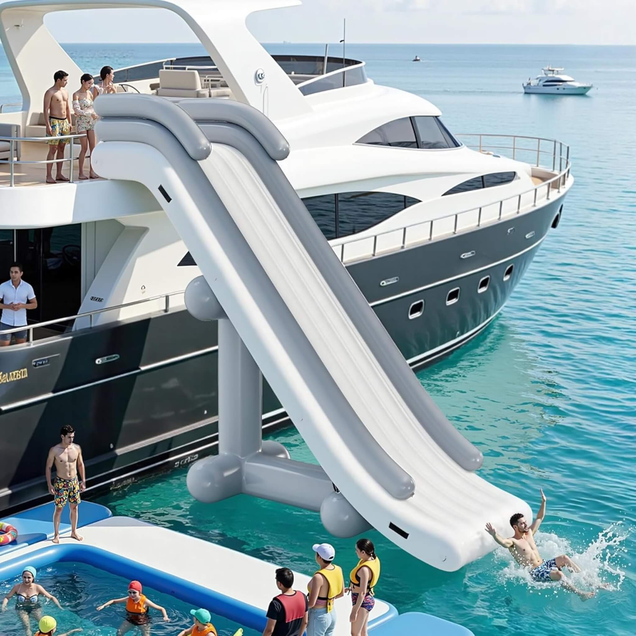 Large 16FT Commercial Inflatable Yacht Water Slide With Pump (SAK48172) - The Vitality Estate