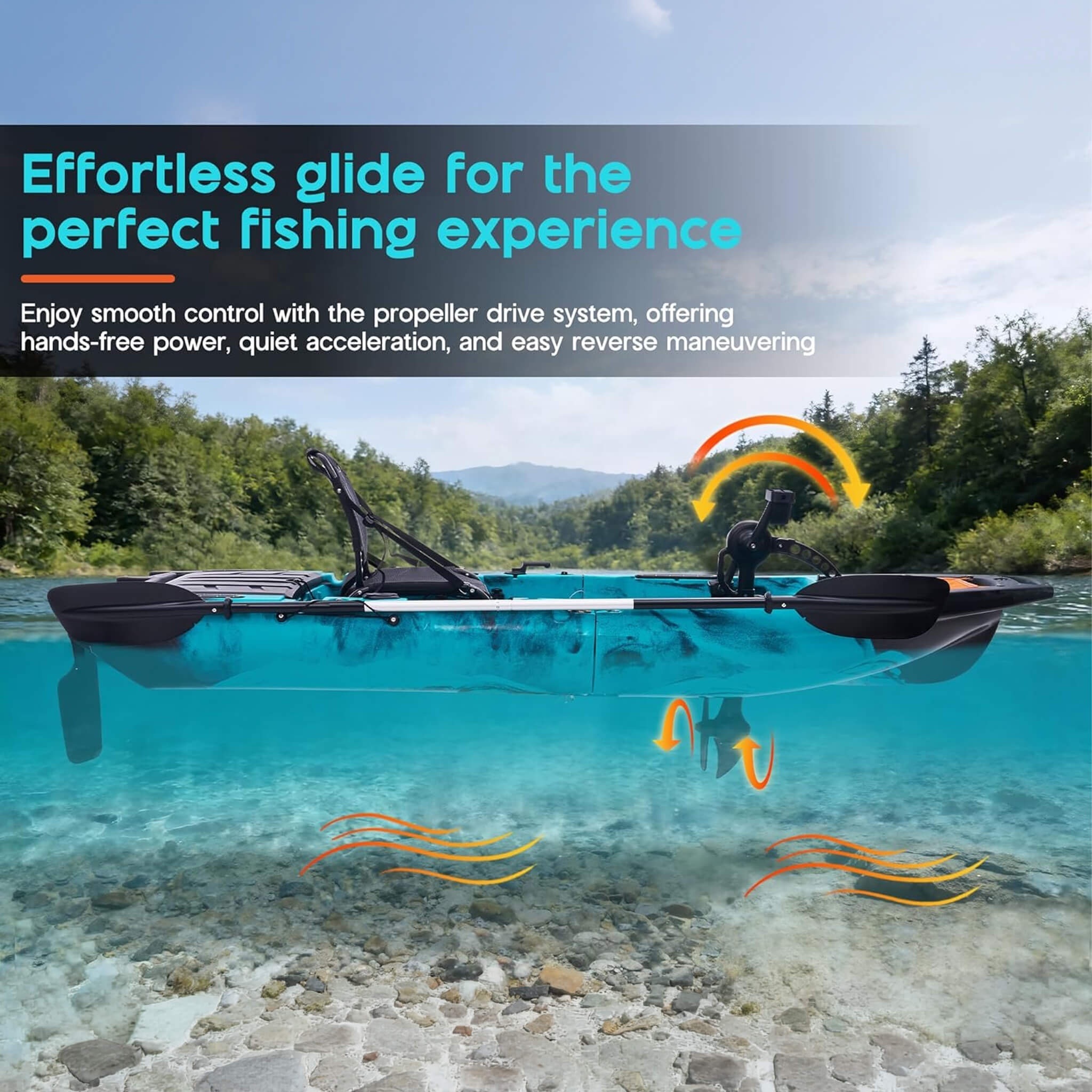 Lightweight 10FT 1-Person Modular Fishing Kayak With Propeller Drive System (SAK67032) - The Vitality Estate
