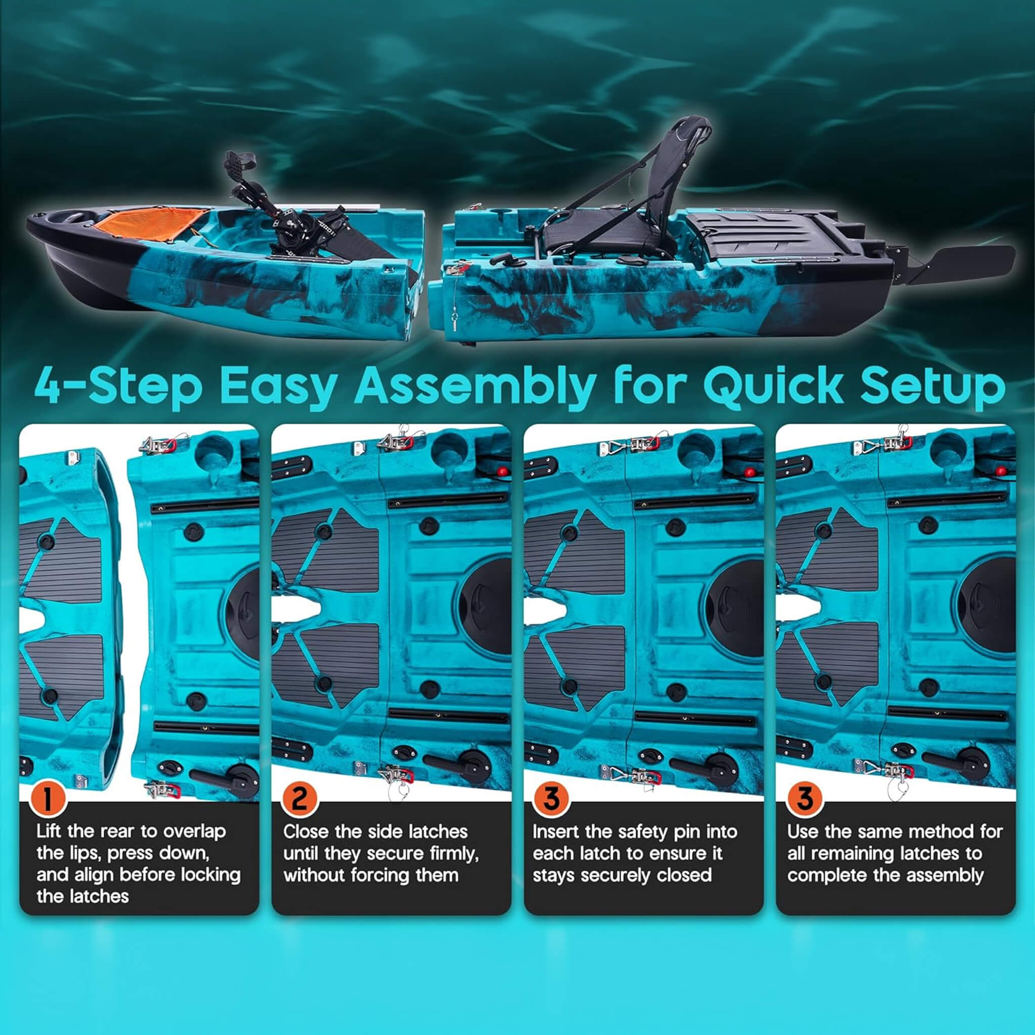 Lightweight 10FT 1-Person Modular Fishing Kayak With Propeller Drive System (SAK67032) - The Vitality Estate