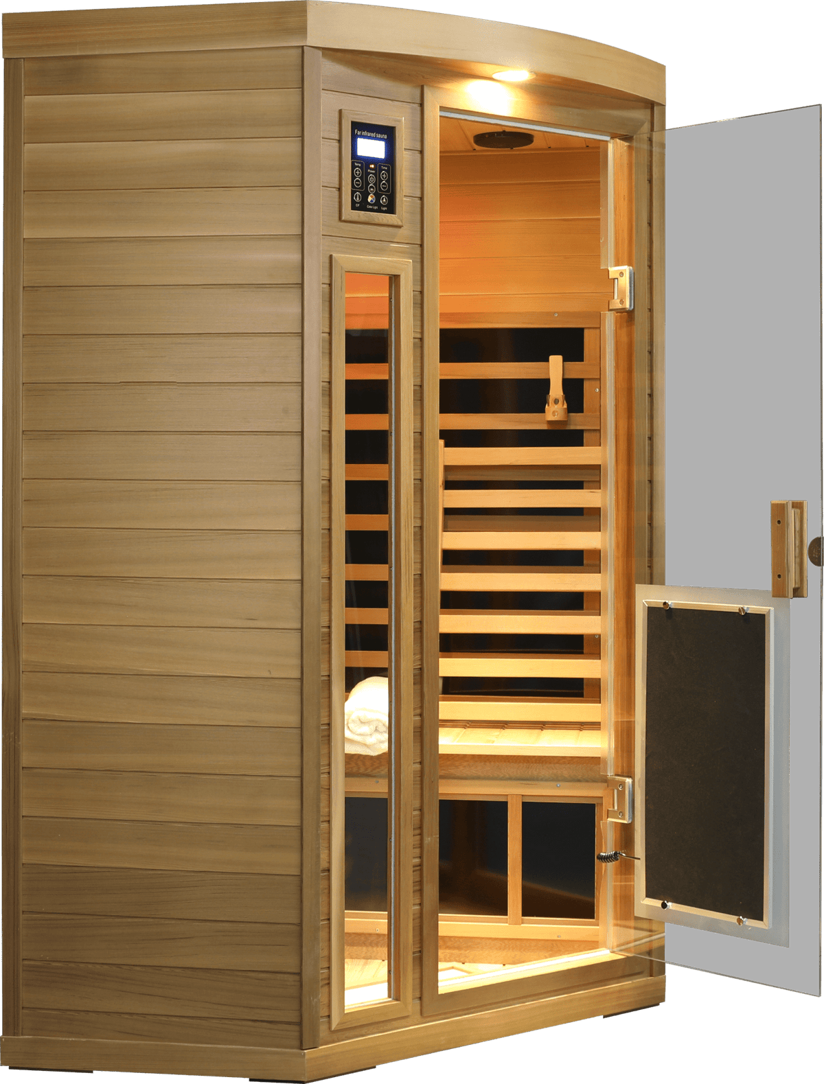 Low EMF Two person Far-infrared Red cedar Deluxe indoor pentagonal sauna room - The Vitality Estate