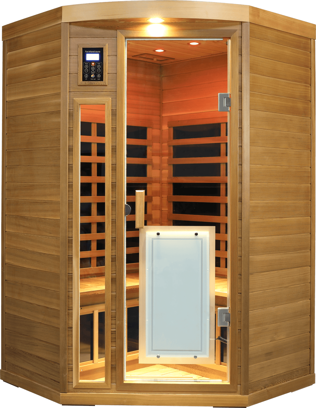 Low EMF Two person Far-infrared Red cedar Deluxe indoor pentagonal sauna room - The Vitality Estate