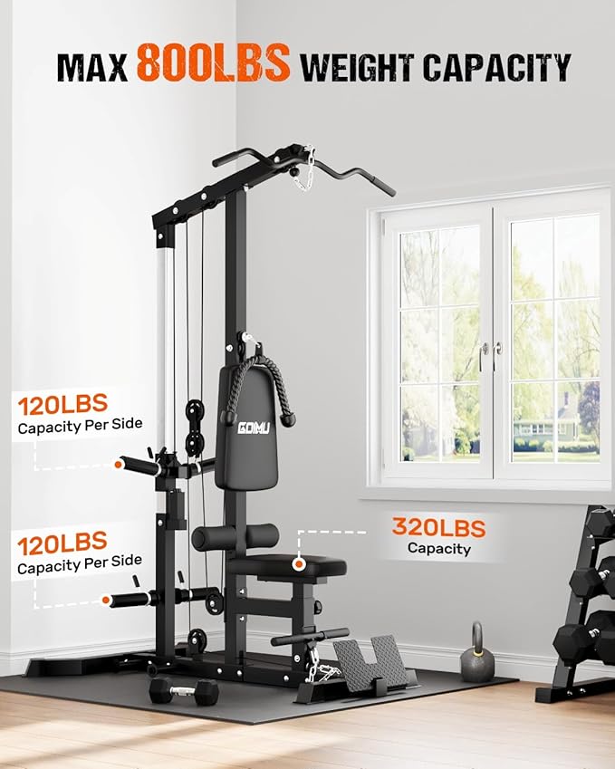 LS01 LAT Pulldown Machine, LAT Row Cable Machine with AB Crunch, LAT Tower with Cable Row Attachments, 3 in 1 Pulley Stations for Home Gym - The Vitality Estate