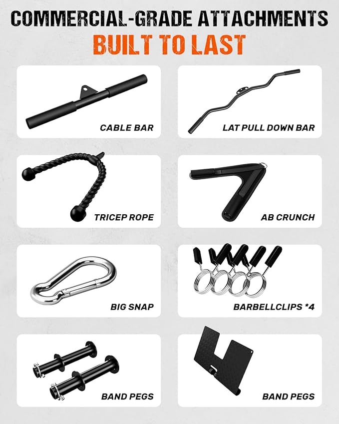 LS01 LAT Pulldown Machine, LAT Row Cable Machine with AB Crunch, LAT Tower with Cable Row Attachments, 3 in 1 Pulley Stations for Home Gym - The Vitality Estate