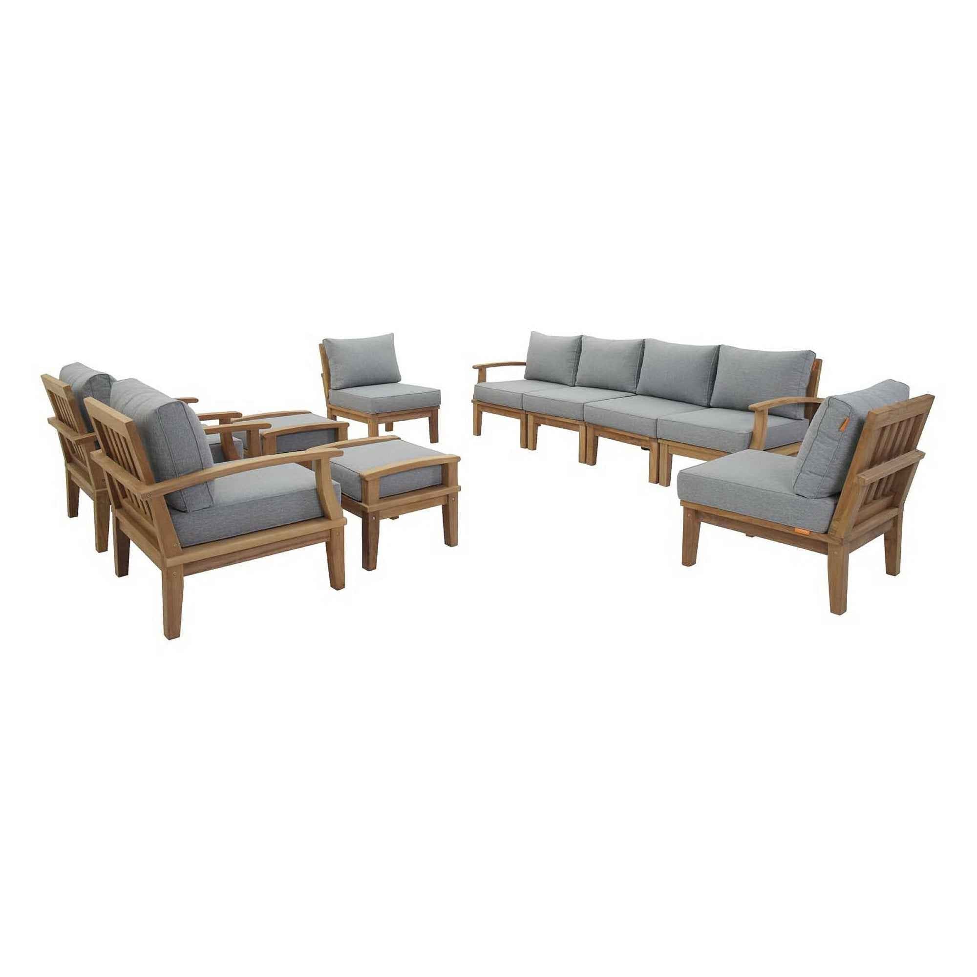 Marina 10-Piece Teak Outdoor Patio Set - Grey Finish by Patio Elegance - The Vitality Estate