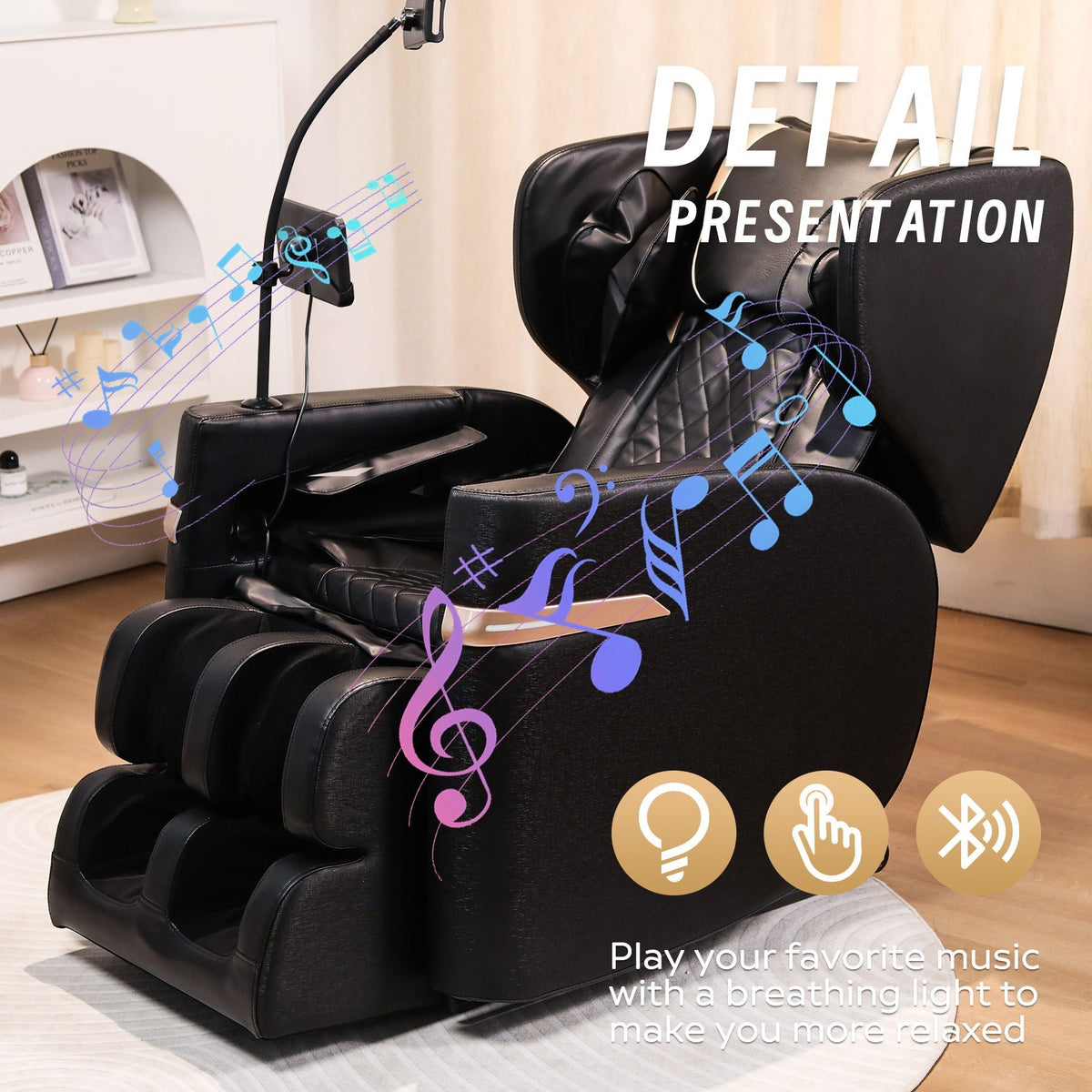 Massage Chair Recliner With Zero Gravity And Full Body Air Pressure - Black - The Vitality Estate