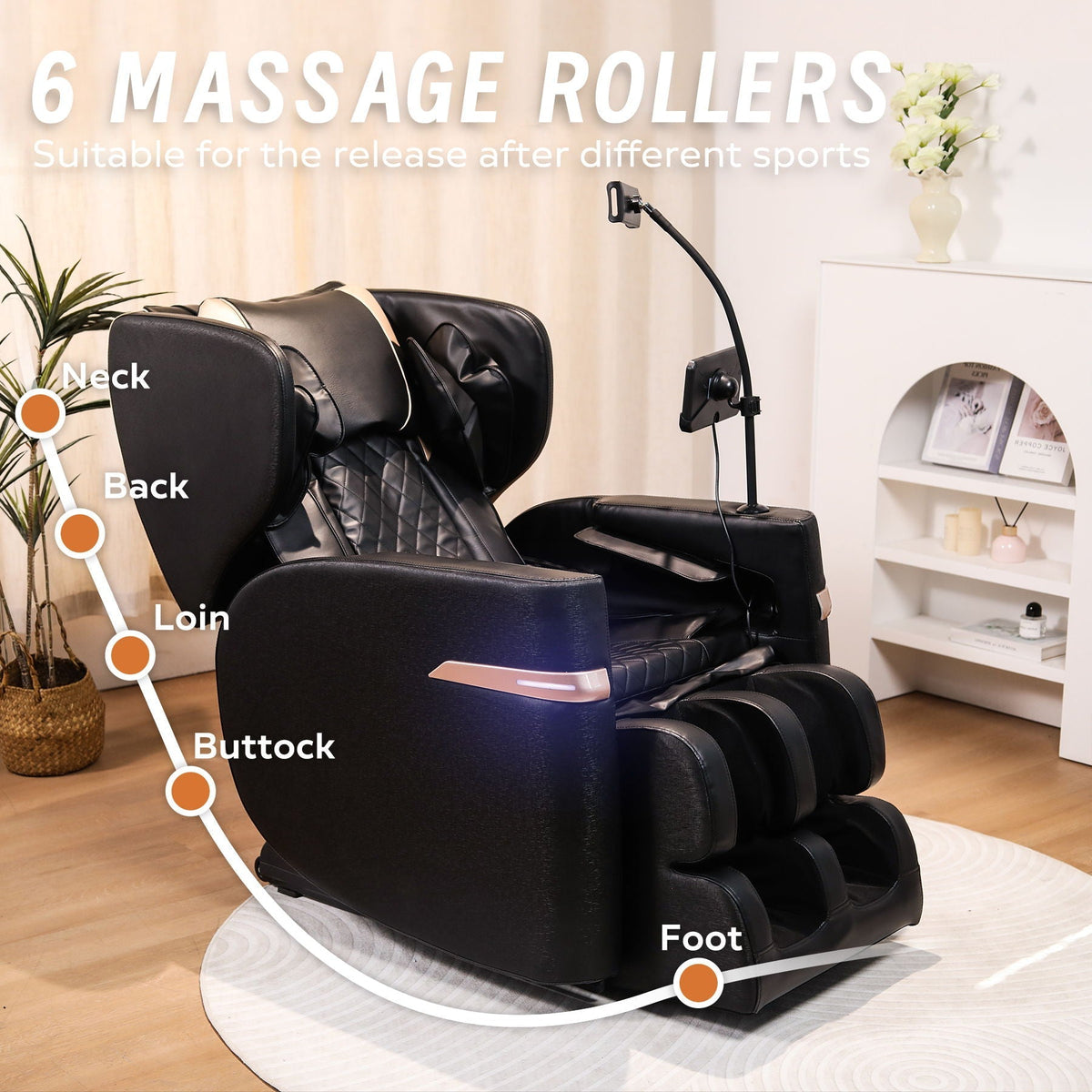 Massage Chair Recliner With Zero Gravity And Full Body Air Pressure - Black - The Vitality Estate