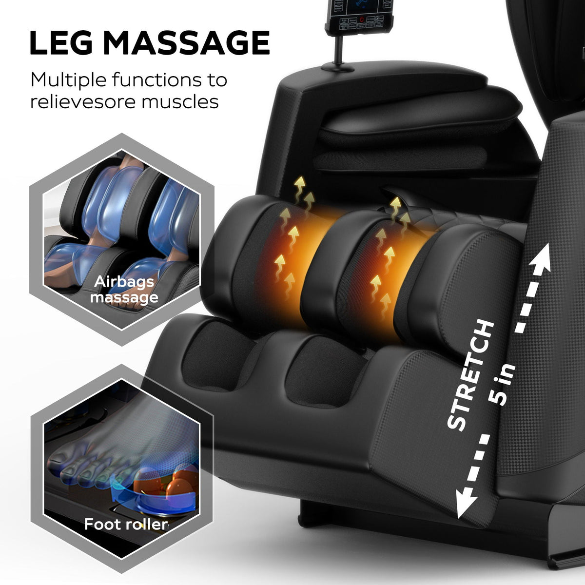 Massage Chair Recliner With Zero Gravity With Full Body Air Pressure - Black - The Vitality Estate