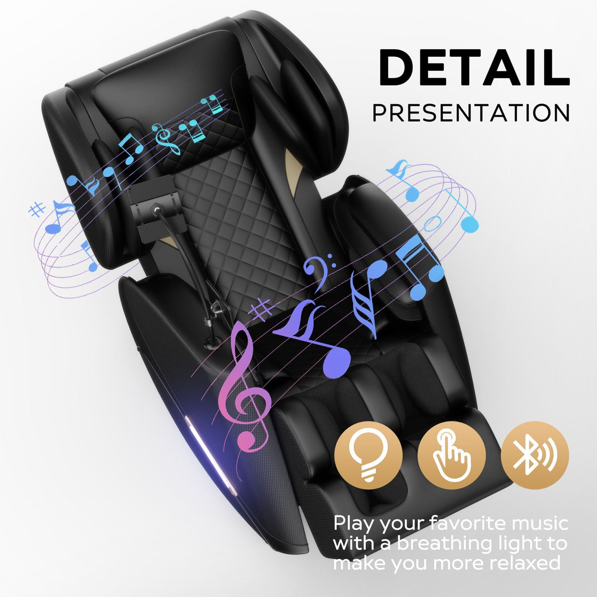 Massage Chair Recliner With Zero Gravity With Full Body Air Pressure - Black - The Vitality Estate