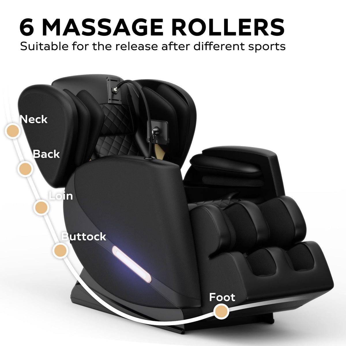 Massage Chair Recliner With Zero Gravity With Full Body Air Pressure - Black - The Vitality Estate