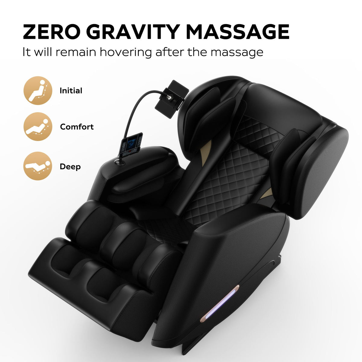Massage Chair Recliner With Zero Gravity With Full Body Air Pressure - Black - The Vitality Estate