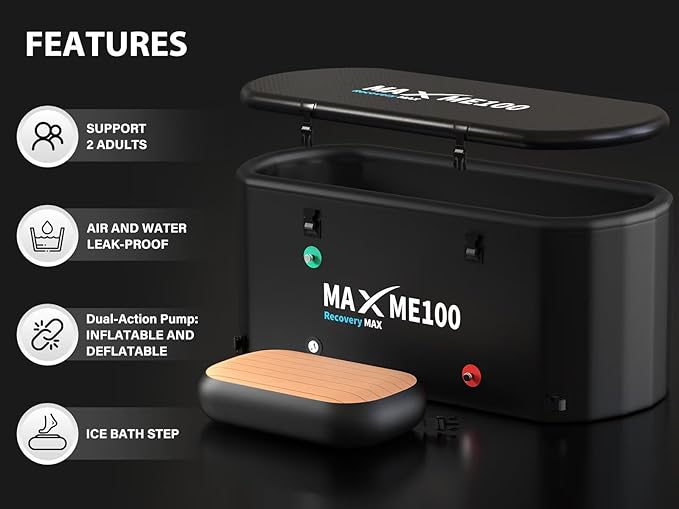 MAXME100® Cold Plunge Tub, Ice Bath Tub, XXXL Cold Plunge With Non-Slip Step, Upgraded HSBMF Material, Dual- Action Pump, Water Chiller Compatible, Portable, Inflatable, Outdoor, Indoor, Athletes - The Vitality Estate