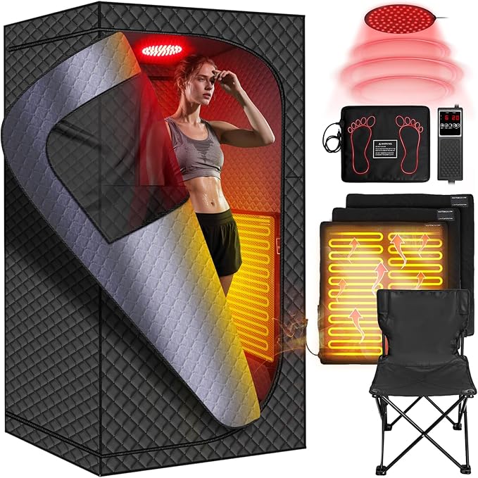 MIXC Upgraded Infrared Sauna Box for Relaxation,Detoxification,Dry steam Sauna Box for Home,Folding Chair,Multiple Layered Full Body Sauna Tent for Spa,Indoor,Outdoor,Gym - The Vitality Estate