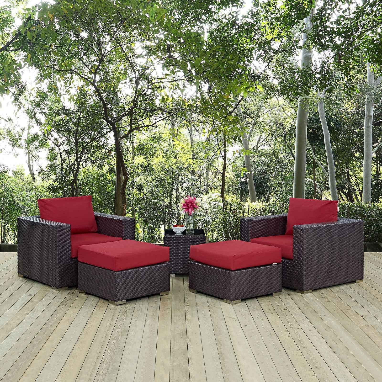 Modway Convene Outdoor Sectional Set - 5-Piece Patio Furniture for Ultimate Comfort - The Vitality Estate