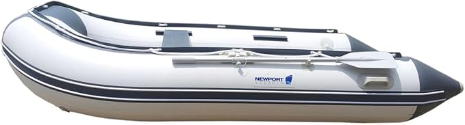 Newport 10ft 6in Newport Model Inflatable Dinghy Boat Transom Sport Tender - 5 Person - 15HP USCG Rated, White/Gray - The Vitality Estate