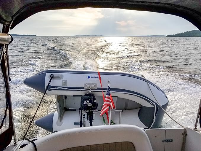 Newport 10ft 6in Newport Model Inflatable Dinghy Boat Transom Sport Tender - 5 Person - 15HP USCG Rated, White/Gray - The Vitality Estate