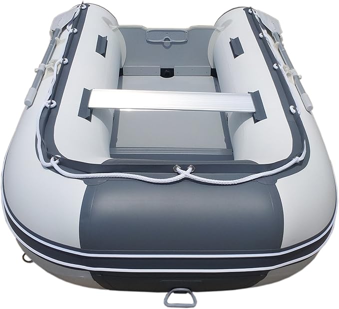 Newport 10ft 6in Newport Model Inflatable Dinghy Boat Transom Sport Tender - 5 Person - 15HP USCG Rated, White/Gray - The Vitality Estate
