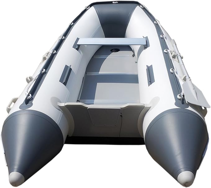 Newport 8ft 10in Dana Inflatable Sport Tender Dinghy Boat - 3 Person - 10 Horsepower - USCG Rated, White/Gray - The Vitality Estate