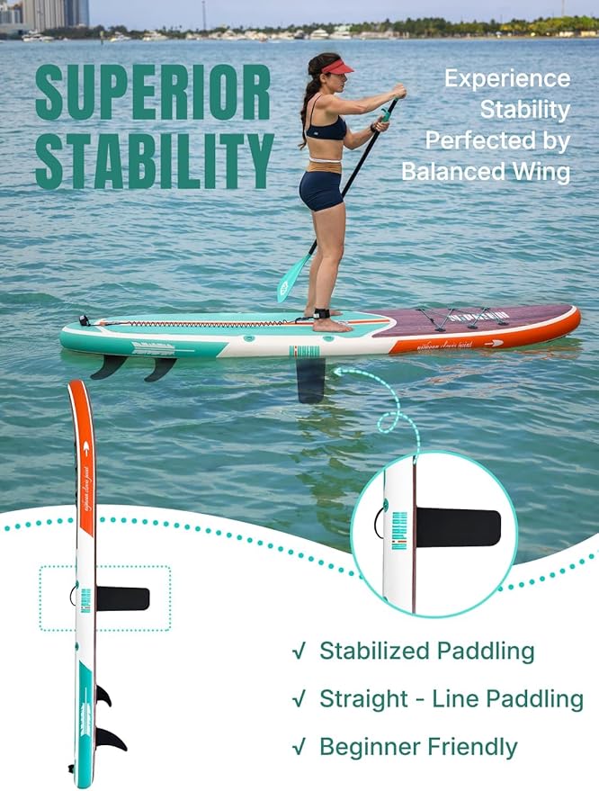 Niphean Inflatable Stand Up Paddle Board with SUP Accessories, Anti-Slip EVA Deck, 10’6’’ Inflatable Paddle Boards for Adults & Youth of All Skill Levels - The Vitality Estate
