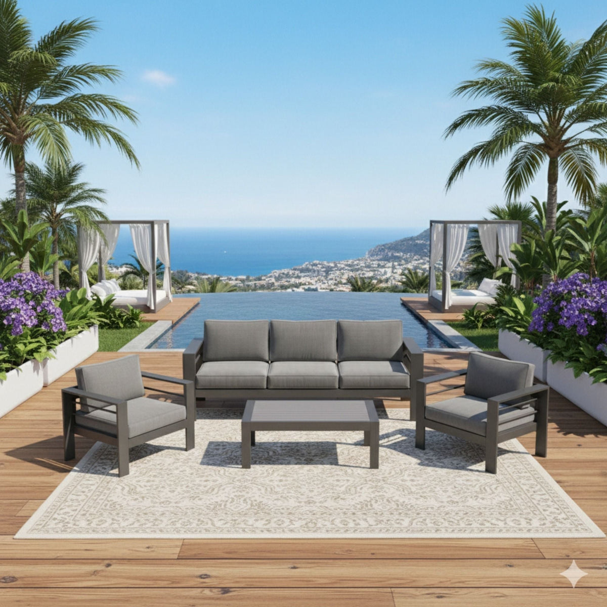 Outdoor Patio Set, All-Weather & Thick Cushions - The Vitality Estate