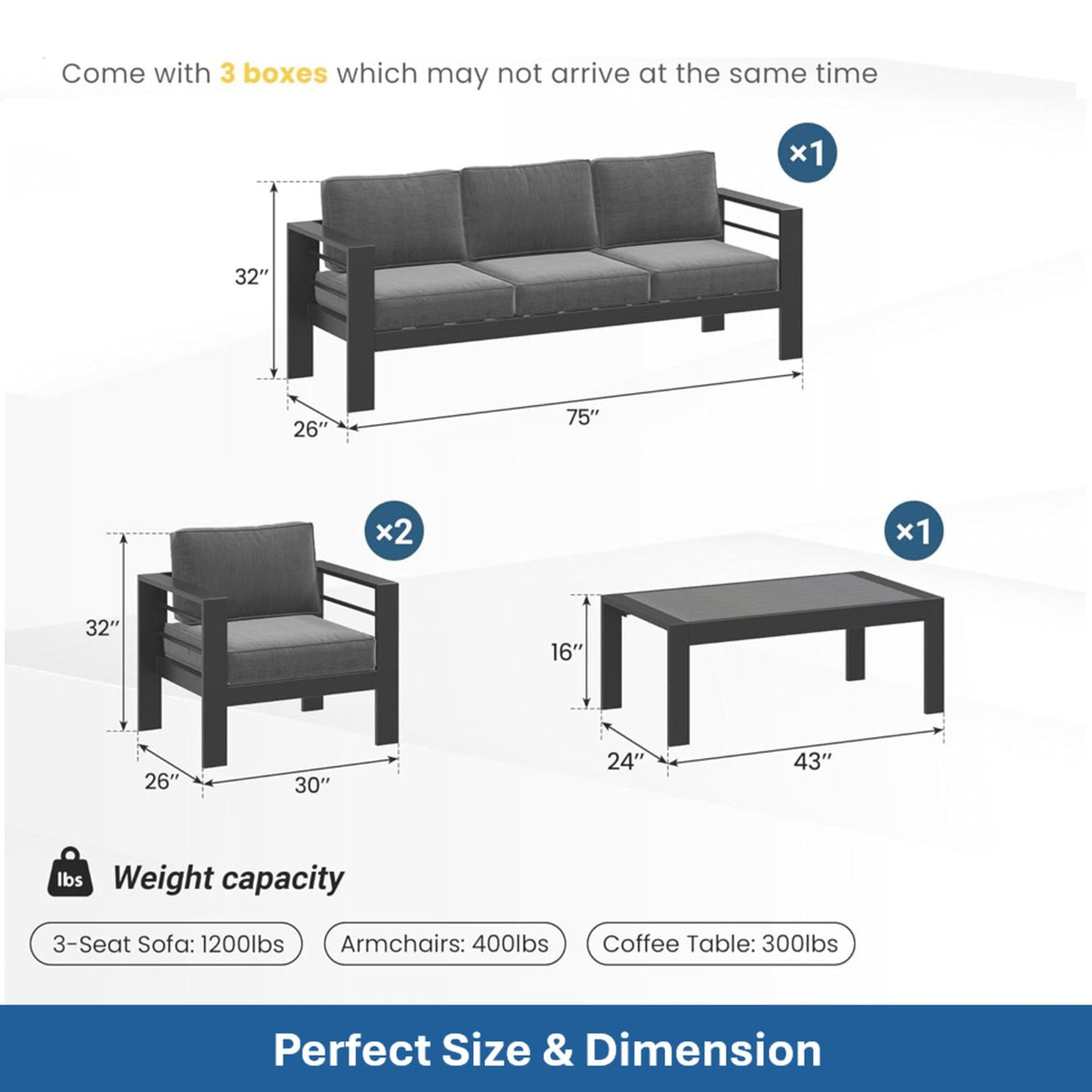 Outdoor Patio Set, All-Weather & Thick Cushions - The Vitality Estate