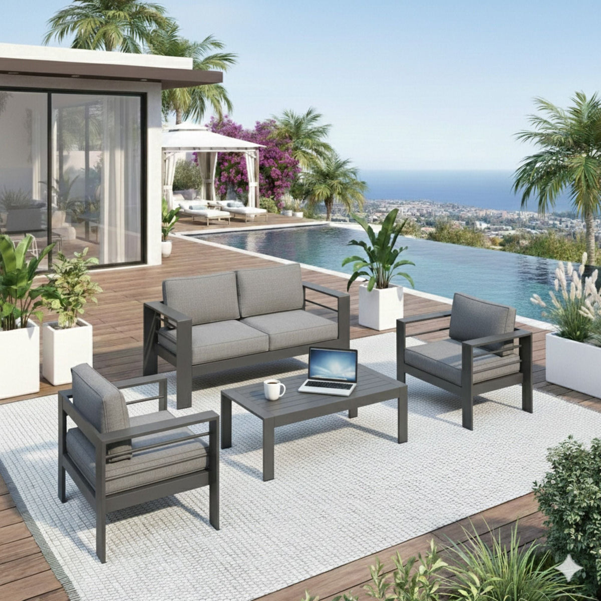 Outdoor Patio Set, All-Weather & Thick Cushions - The Vitality Estate