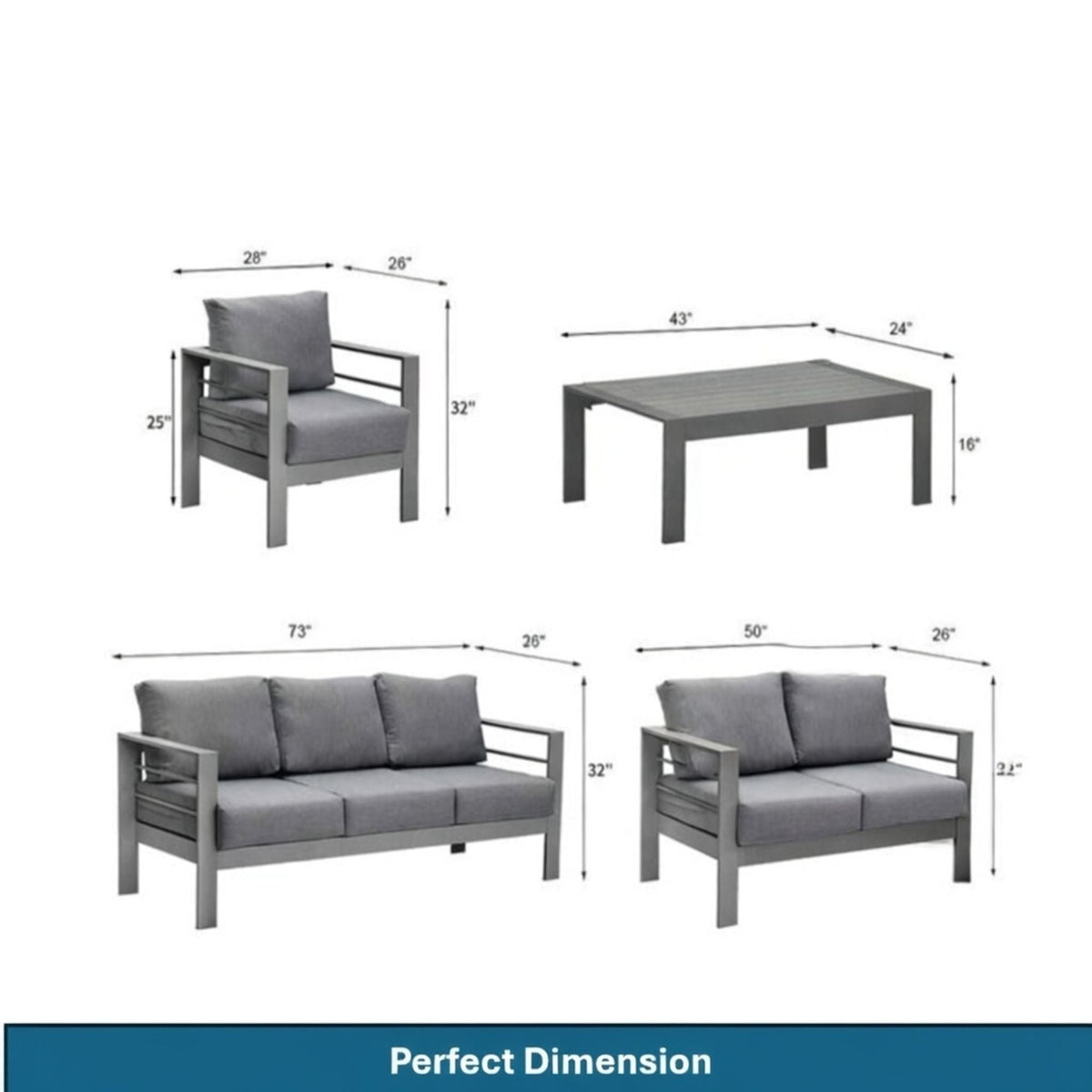 Outdoor Patio Set, All-Weather & Thick Cushions - The Vitality Estate