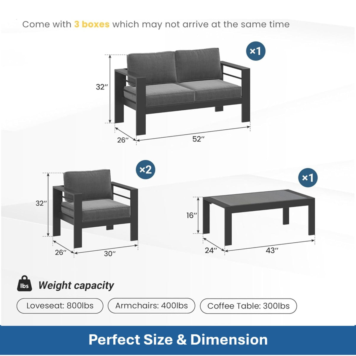 Outdoor Patio Set, All-Weather & Thick Cushions - The Vitality Estate