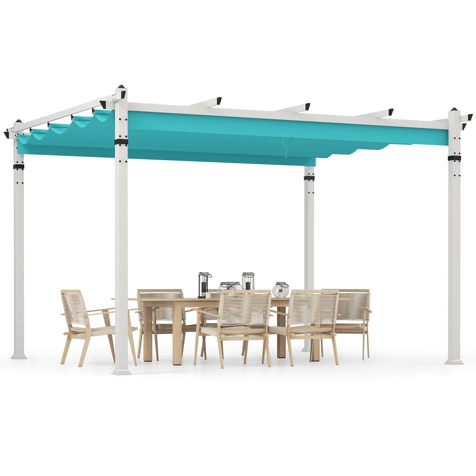 Outdoor Pergola with Retractable Canopy and Aluminum Frame - The Vitality Estate
