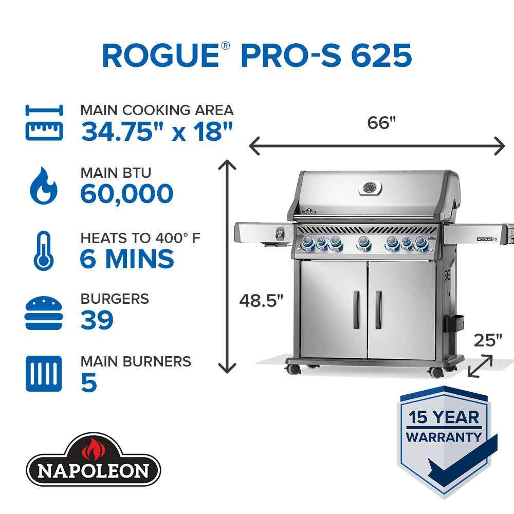Patio Elegance Gas Grill Rogue PRO‑S 625 RSIB with Infrared Side and Rear Burners - The Vitality Estate