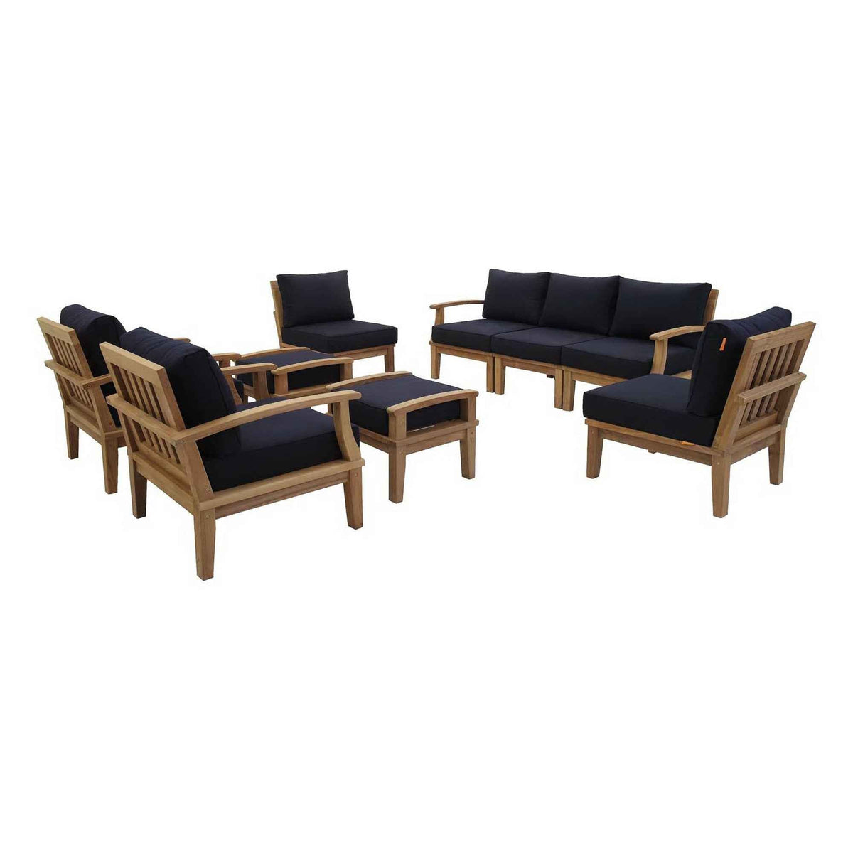 Patio Elegance Outdoor Lounge Set - Marina 9-Piece Teak Collection by Modway - The Vitality Estate