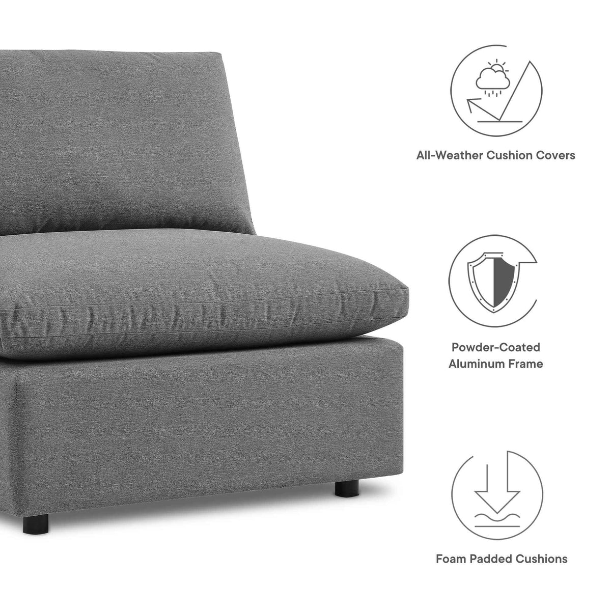 Patio Elegance Outdoor Sectional Sofa Set by Modway – Stylish 5-Piece Furniture for Patios - The Vitality Estate