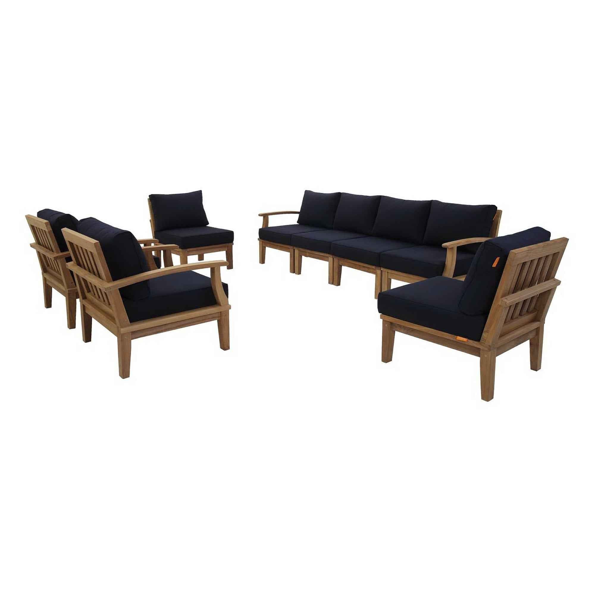 Patio Teak Sectional Set - Patio Elegance Marina 8-Piece Outdoor Teak Sectional Set by Modway - The Vitality Estate