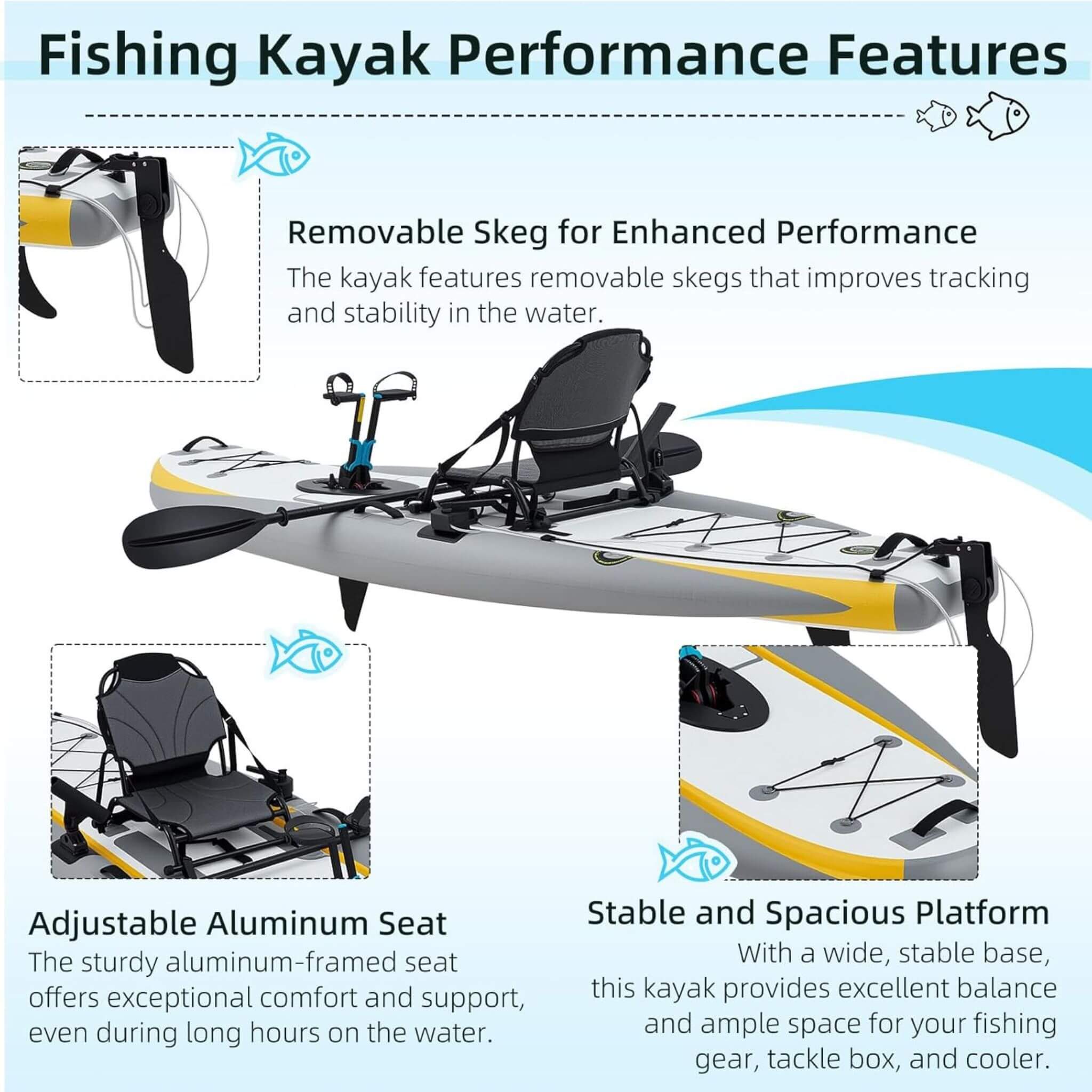 Portable 12FT Lightweight Inflatable PVC Fishing Kayak With Pedal System (SAK64328) - The Vitality Estate