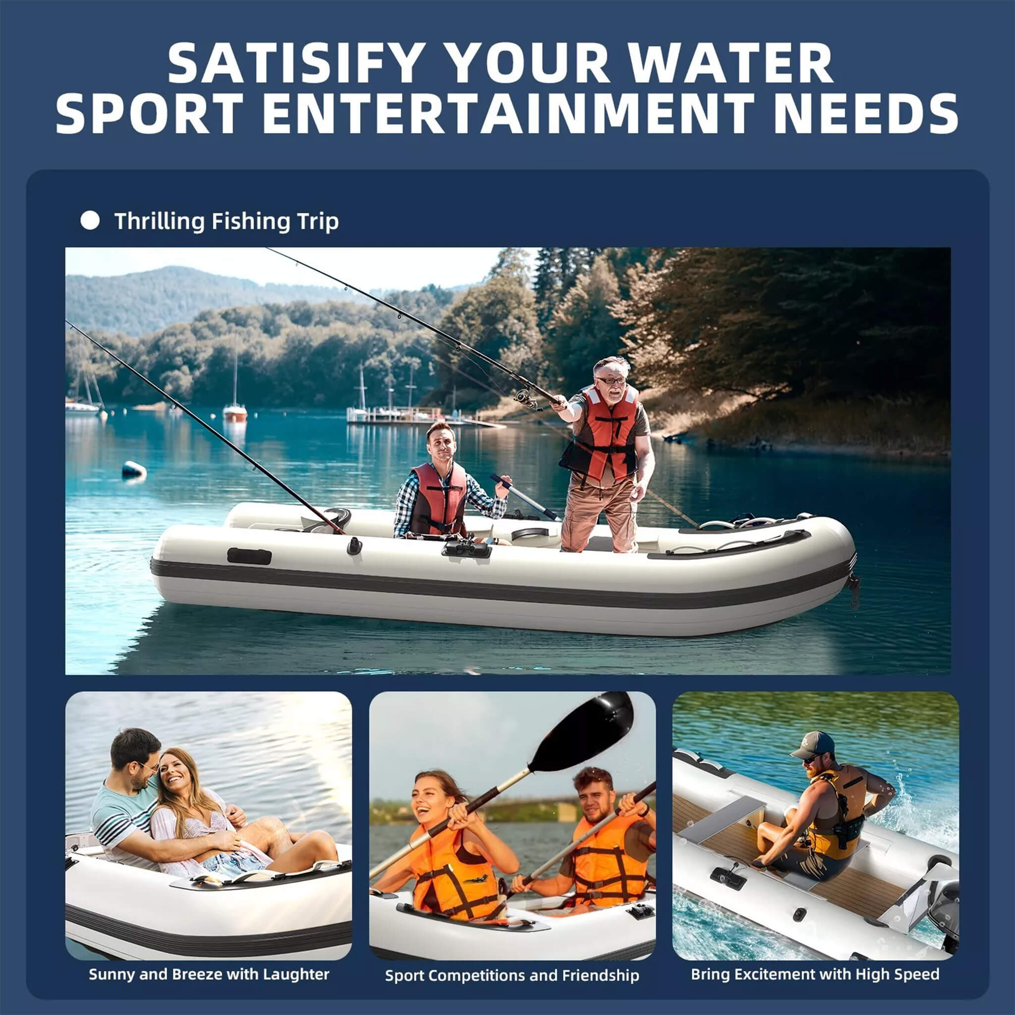 Portable Inflatable Dinghy Boat Kit With Accessories (SAK93784) - The Vitality Estate