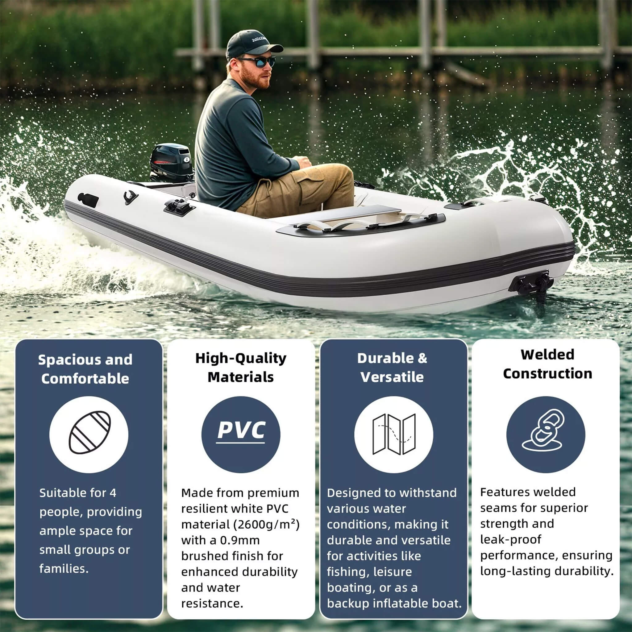 Portable Inflatable Dinghy Boat Kit With Accessories (SAK93784) - The Vitality Estate